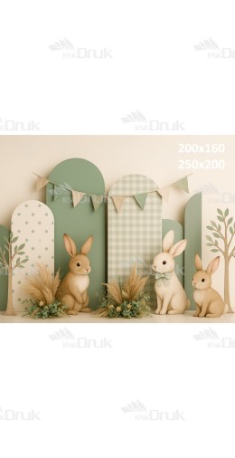 Tło fotograficzne „Wielkanocne króliczki w pastelowej scenerii” | E811